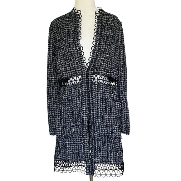 Elie Tahari Blue Twill Midi Coat - Picture 1 of 6